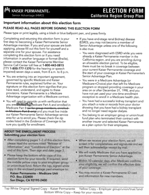 Kaiser Permanente Election Form