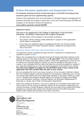 Further Education Application and Assessment Form