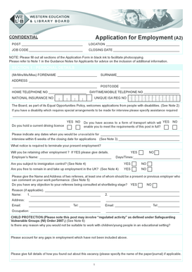 Confidential Application for Employment A2