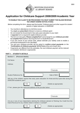 Childcare Support Application 2008/2009
