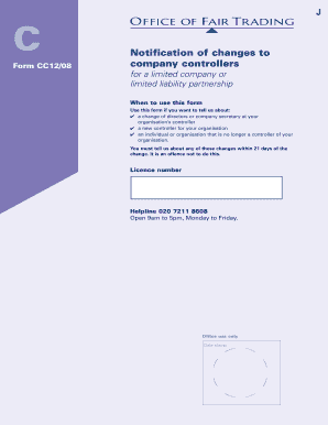 UK Company Controller Change Form
