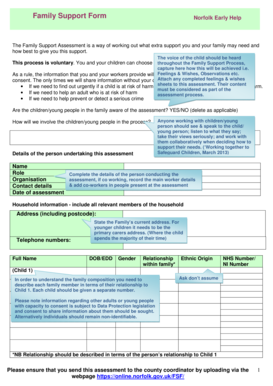 Norfolk Family Support Assessment Form