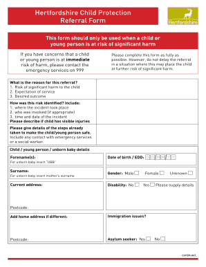 Hertfordshire Child Protection Referral Form