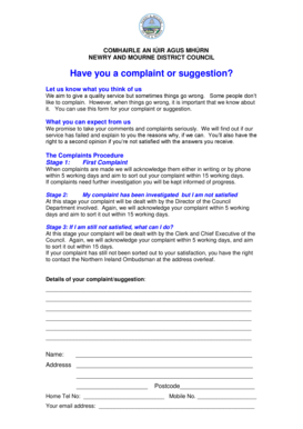 Newry and Mourne District Council Complaint Form