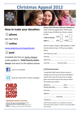 Child Poverty Action Group Christmas Appeal 2012 Donation Form