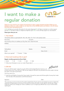 Action for M.E. Regular Donation Form