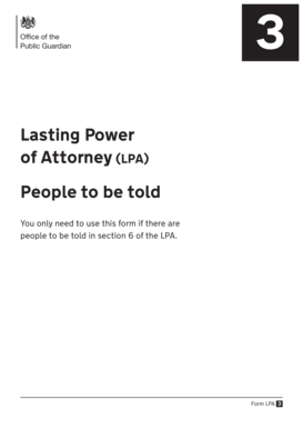 UK Lasting Power of Attorney Notice Form LPA 3