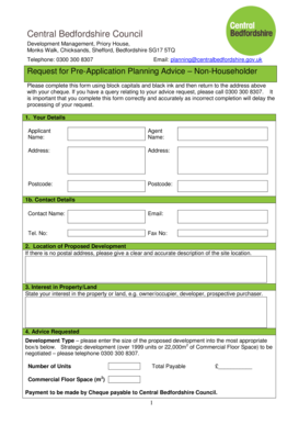 Request for Pre-Application Planning Advice