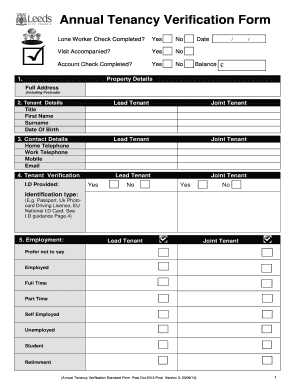 Annual Tenancy Verification Form