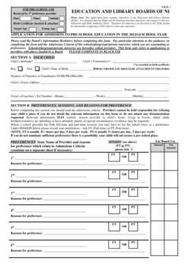 Preschool Admission Application Form
