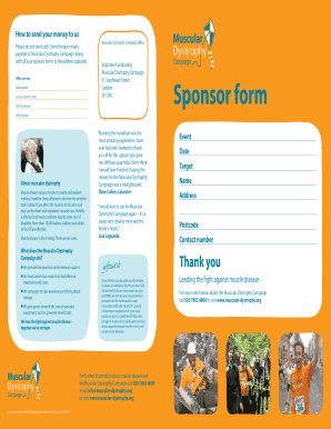 Muscular Dystrophy Campaign Sponsor Form