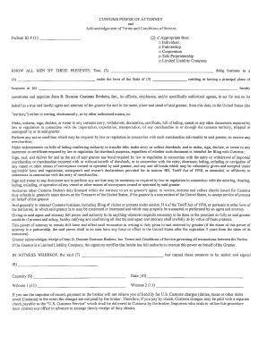 Customs Power of Attorney