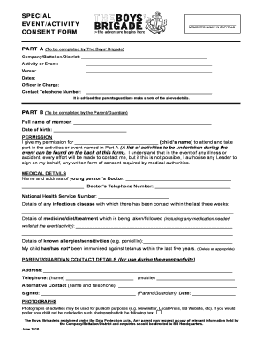 Parents Consent Form - The Boys' Brigade