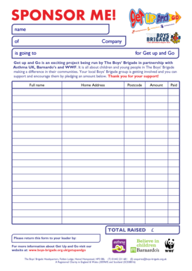 Sponsorship Form for Get Up and Go