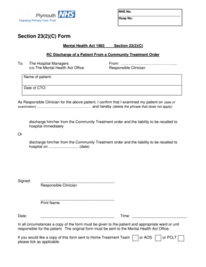 Mental Health Act Section 23(2)(C) Form