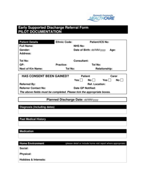 Early Supported Discharge Referral Form