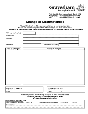 UK Change of Circumstances Form