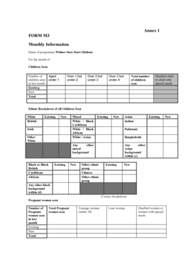 UK Sure Start Monthly Information Form