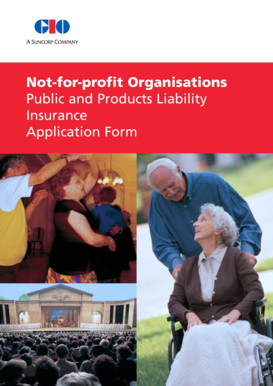 Not-for-Profit Public and Products Liability Insurance Application Form