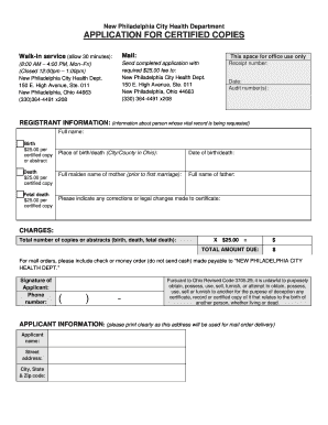 Application for Certified Copies