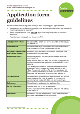Central Bedfordshire Council Job Application Form