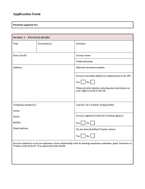 Teaching Staff Application Form