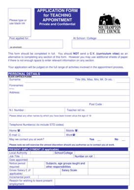 Teaching Application Form