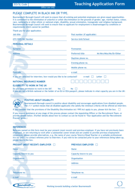 Teaching Application Form