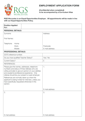 Employment Application Form