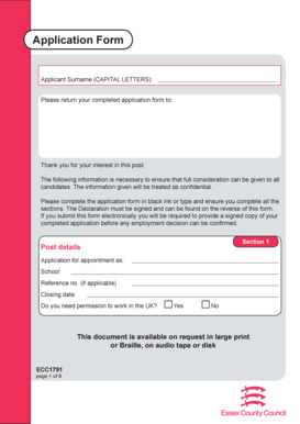 School Employment Application Form
