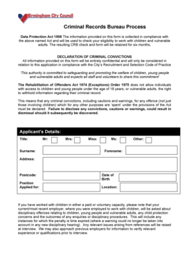 Criminal Records Bureau Application Form