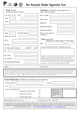 Non Merseyside Member Registration Form