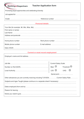 Teacher Application Form