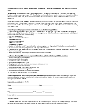 Beanie Babies Selling Instructions