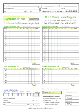 Tooth Order Form