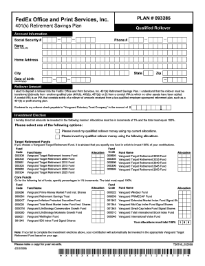 FedEx 401(k) Rollover Form
