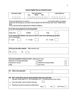 Social Capital Survey Questionnaire