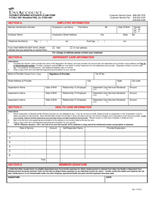 Flexible Spending Accounts Claim Form