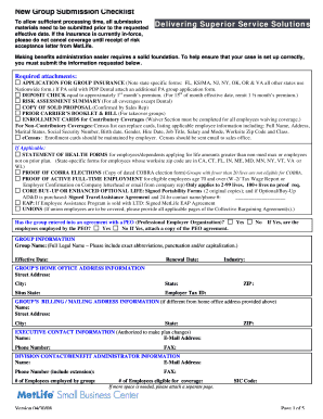 Group Insurance Submission Checklist