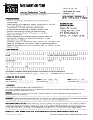 2011 Susan G. Komen Donation Form