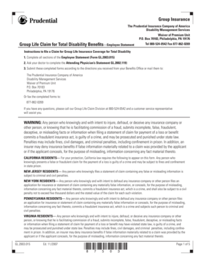 Group Life Claim for Total Disability Benefits—Employee Statement