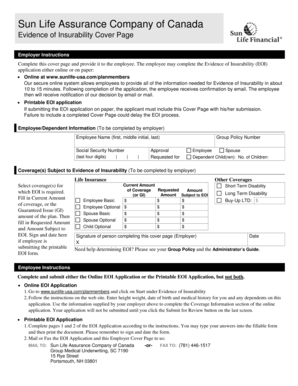 Sun Life Evidence of Insurability Form
