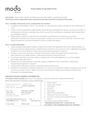 Prescription Drug Claim Form