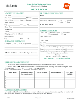 Prescription Mail Order Form