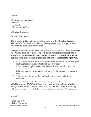 Medicare MTM Medication Action Plan