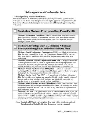 Medicare Sales Appointment Confirmation Form