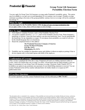 Group Term Life Insurance Portability Election Form