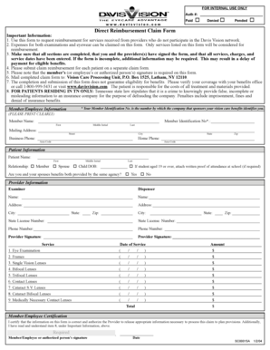Davis Vision Direct Reimbursement Claim Form