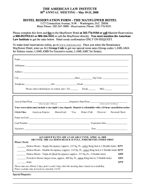 Hotel Reservation Form for American Law Institute Annual Meeting