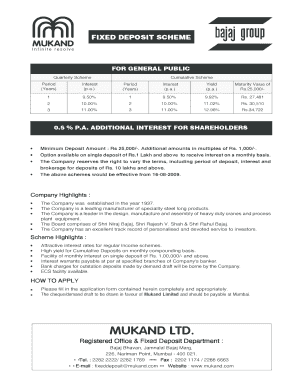 Mukand Ltd Fixed Deposit Application Form